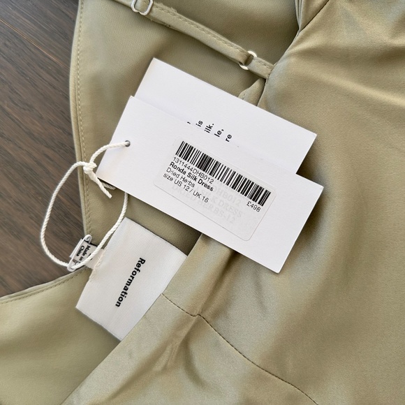 Reformation RONDA silk drape maxi dress - dried herbs sage green herb - Size 12 - Picture 4 of 13
